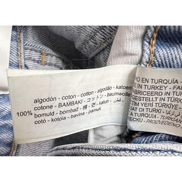 Zara Z1975 Jeans Womens 4 Light Wash Denim Straight Leg Cuffed High Rise Cotton - Picture 10 of 11